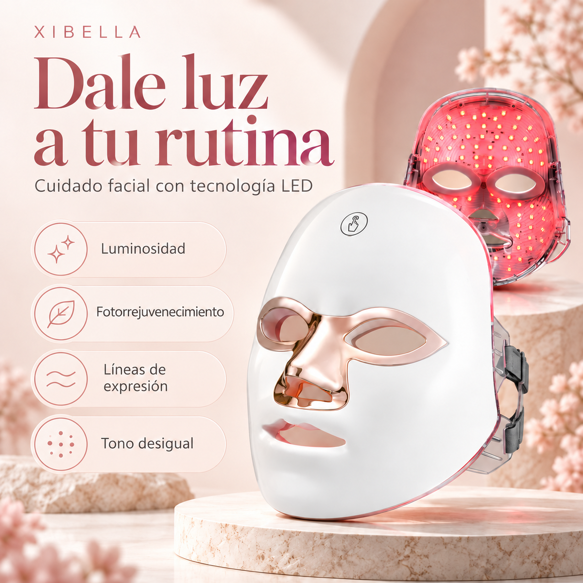 XIBELLA - Máscara facial LED de 7 colores.
