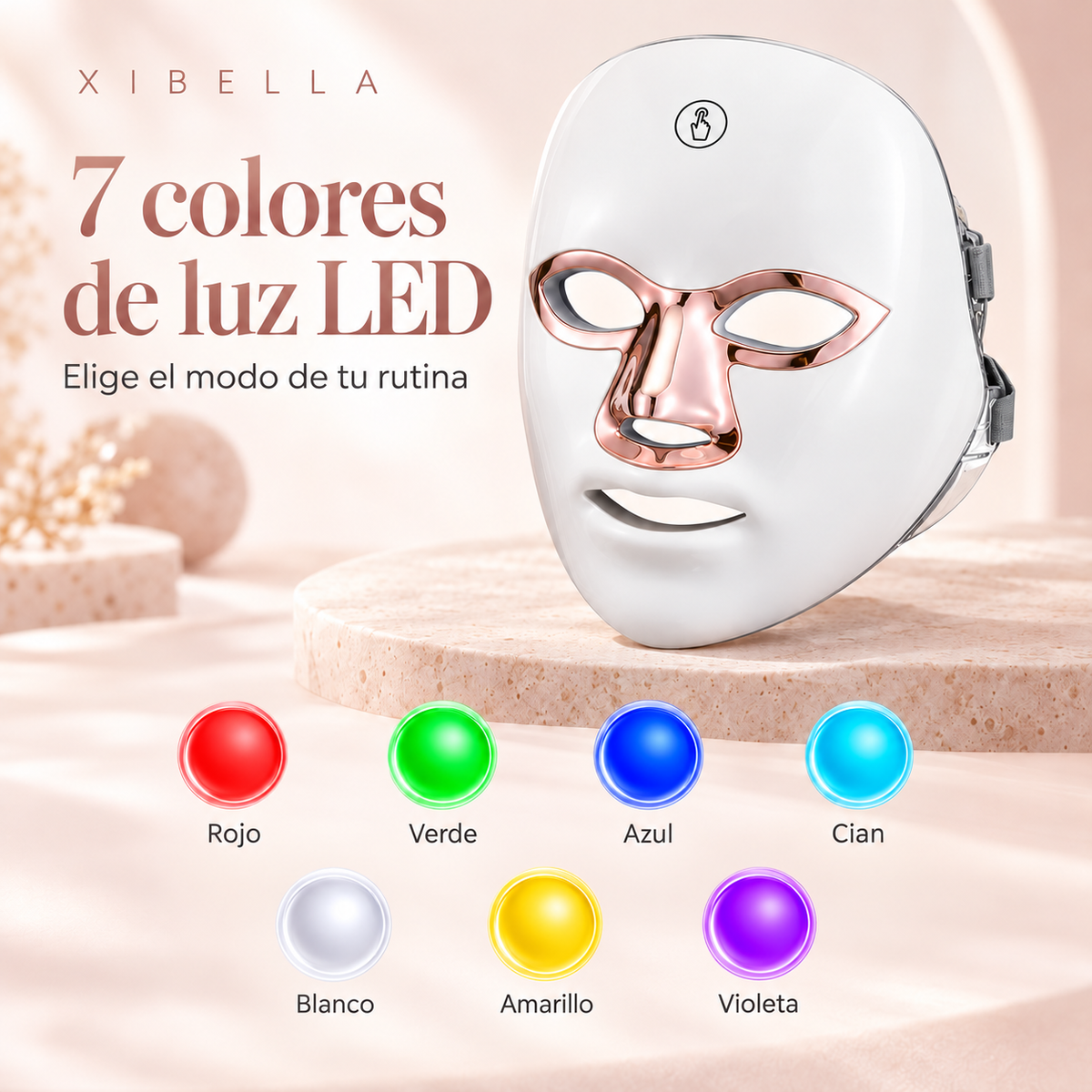 XIBELLA - Máscara facial LED de 7 colores.